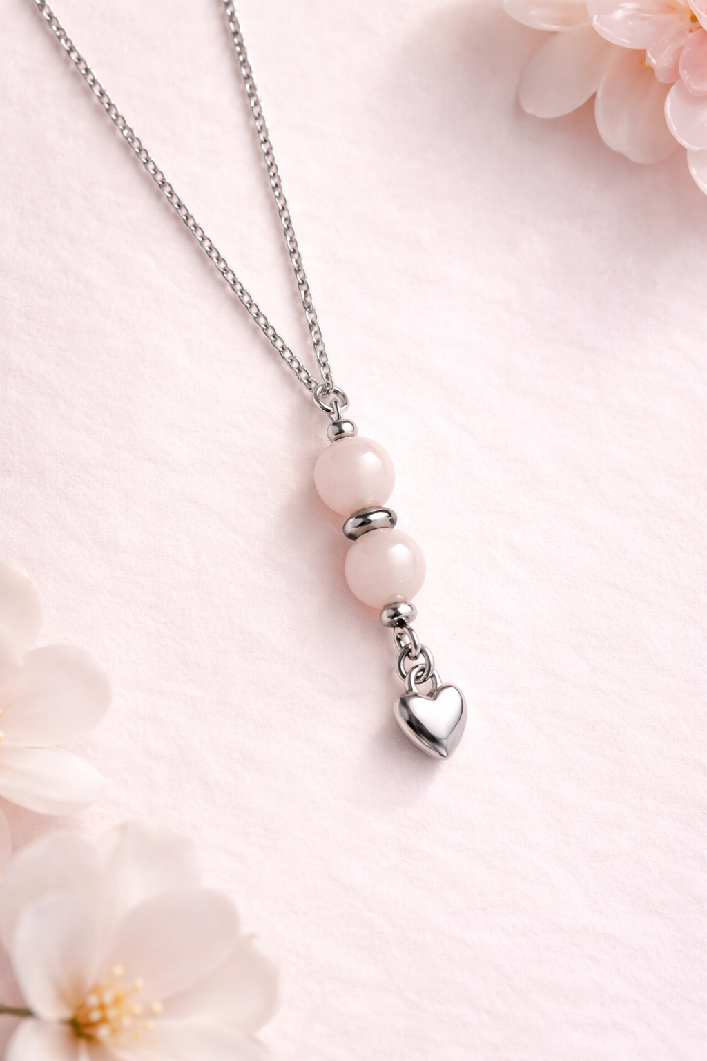 Collier Cœur Apaisé – Quartz Rose