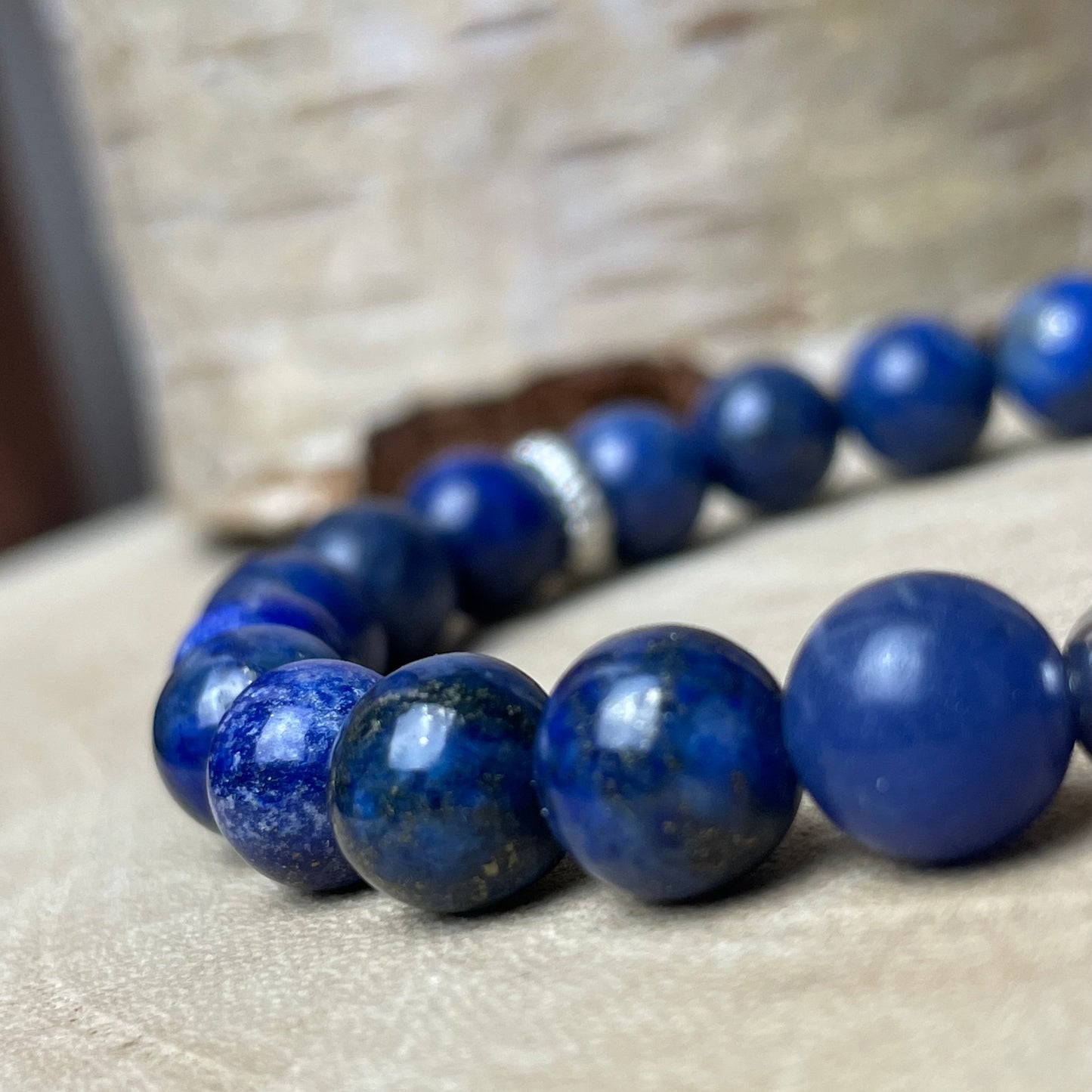 Bracelet personnalisé en Lapis-Lazuli naturelle – Médaillon photo 20 mm | Sérénité Céleste