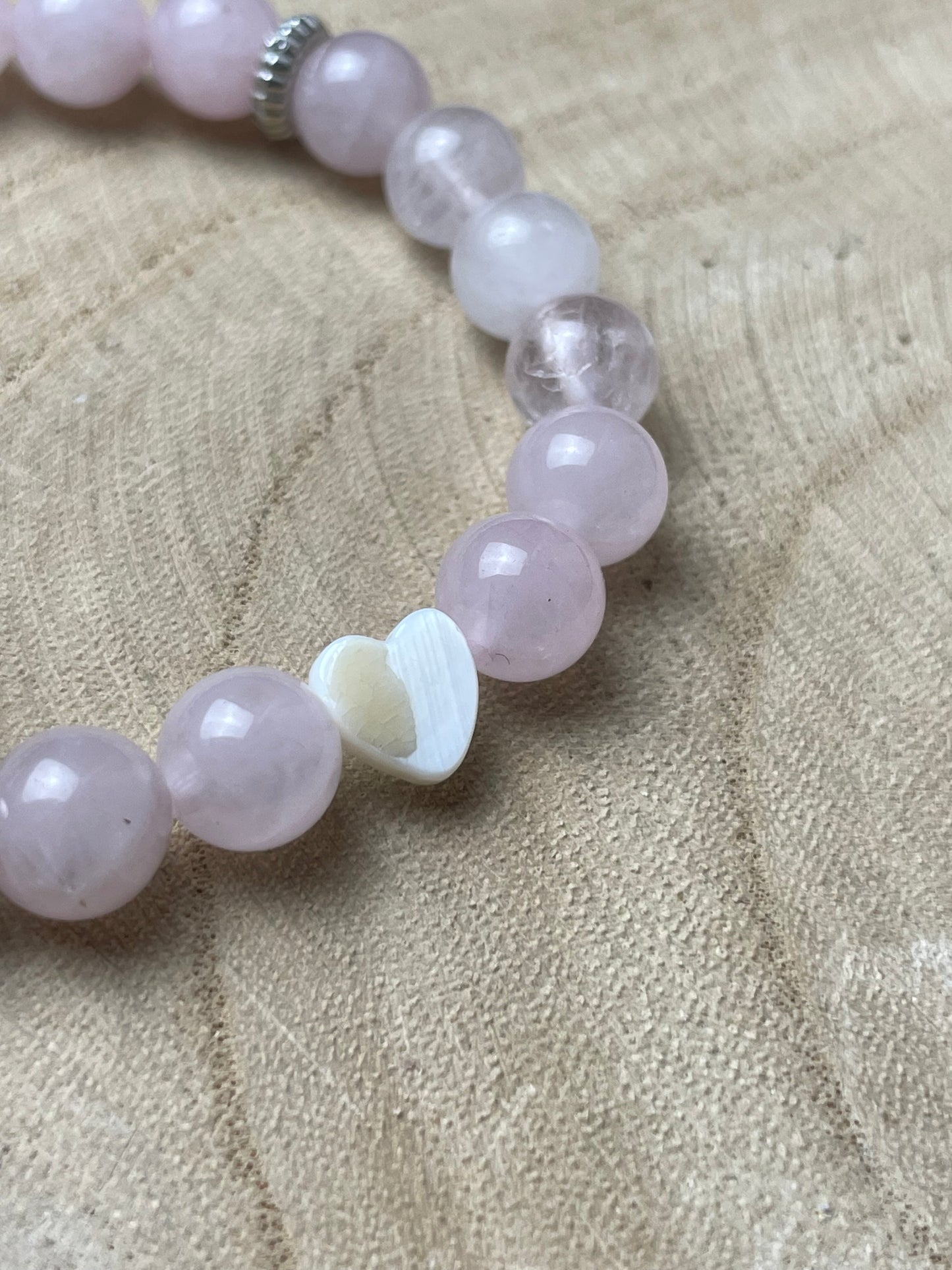Bracelet personnalisé en Quartz Rose naturelle – Médaillon photo 20 mm | Amour Éternelle